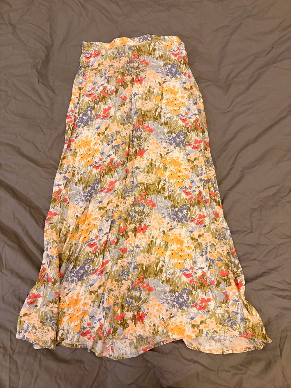 Reformation Floral Maxi Skirt in Yellow, Green & Lavender